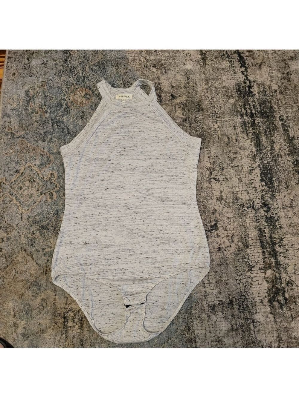 Monteau White and Gray Knit Bodysuit Size XL